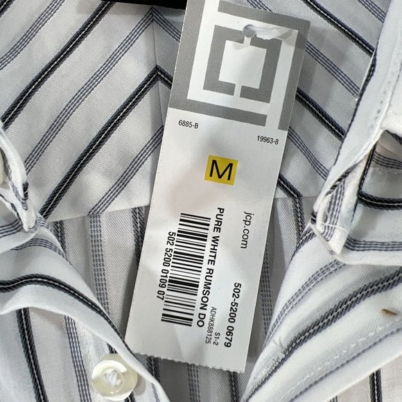 Womans Claiborne Button Front Shirt M White Black Striped MWT - Picture 4 of 15